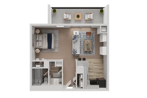 Floor plan for studio, 1 bath, 400 sqft